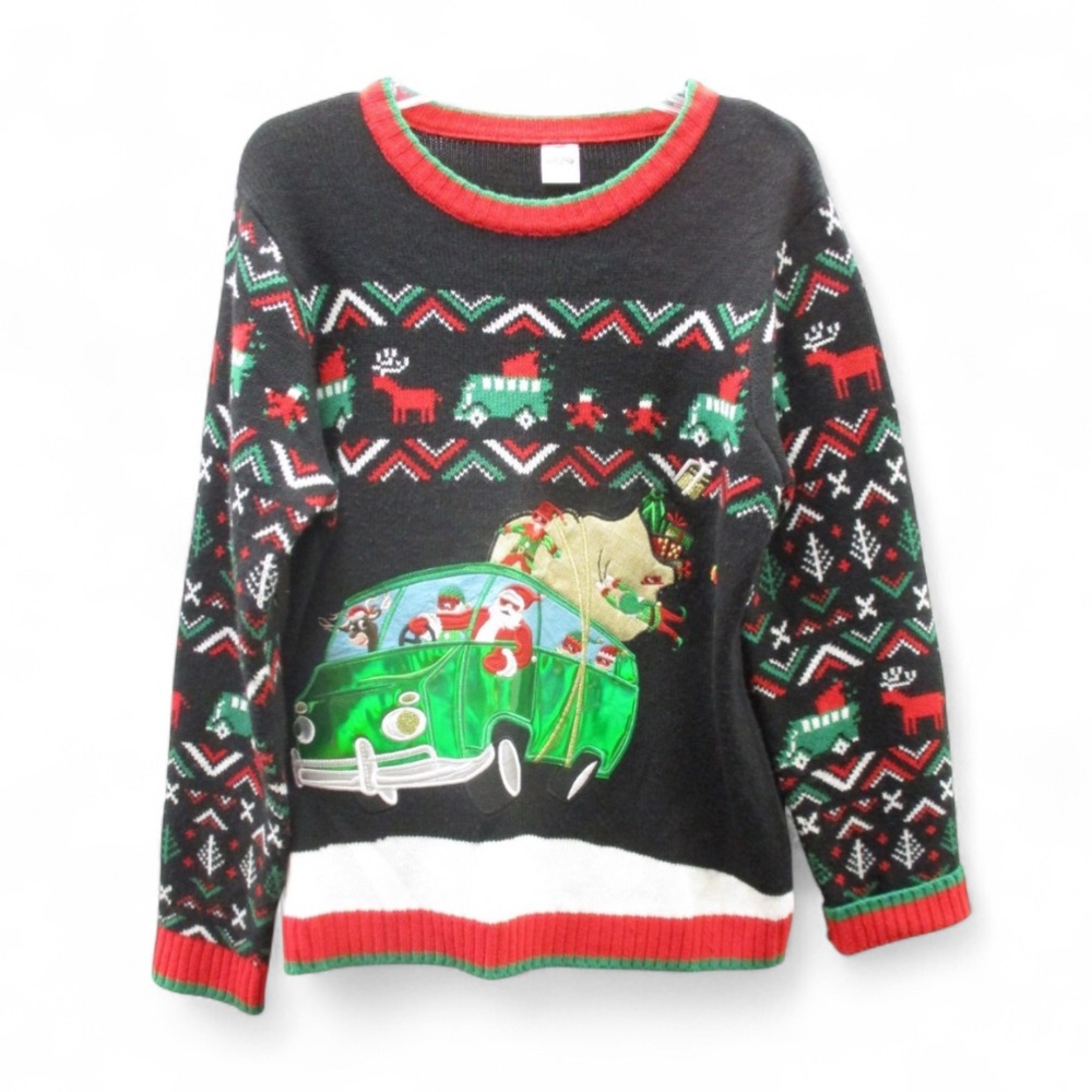 Festive Black and Green Holiday Sweater